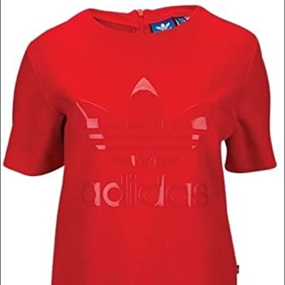 Adidas Originals Women Red Trefoil Logo Top - Picture 5 of 7